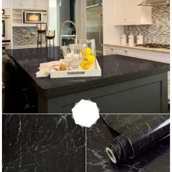 Abstract Marble Wallpaper Mural White Marble Wall Covering Sticker Peel and Stick Removable PVC/Vinyl Material Self Adhesive Wall Decor 300x60cm/118.1x23.62in for Living Room, Kitchen, Bathroom