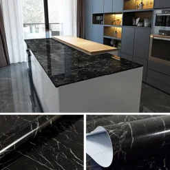 Abstract Marble Wallpaper Mural White Marble Wall Covering Sticker Peel and Stick Removable PVC/Vinyl Material Self Adhesive Wall Decor 300x60cm/118.1x23.62in for Living Room, Kitchen, Bathroom