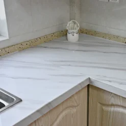 Abstract Marble Wallpaper Mural White Marble Wall Covering Sticker Peel and Stick Removable PVC/Vinyl Material Self Adhesive Wall Decor 300x60cm/118.1x23.62in for Living Room, Kitchen, Bathroom