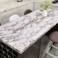 Abstract Marble Wallpaper Mural White Marble Wall Covering Sticker Peel and Stick Removable PVC/Vinyl Material Self Adhesive Wall Decor 300x60cm/118.1x23.62in for Living Room, Kitchen, Bathroom