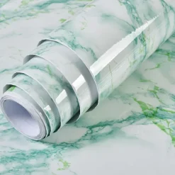 Abstract Marble Wallpaper Mural White Marble Wall Covering Sticker Peel and Stick Removable PVC/Vinyl Material Self Adhesive Wall Decor 300x60cm/118.1x23.62in for Living Room, Kitchen, Bathroom