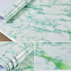 Abstract Marble Wallpaper Mural White Marble Wall Covering Sticker Peel and Stick Removable PVC/Vinyl Material Self Adhesive Wall Decor 300x60cm/118.1x23.62in for Living Room, Kitchen, Bathroom