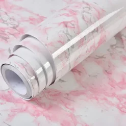 Abstract Marble Wallpaper Mural White Marble Wall Covering Sticker Peel and Stick Removable PVC/Vinyl Material Self Adhesive Wall Decor 300x60cm/118.1x23.62in for Living Room, Kitchen, Bathroom