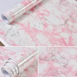 Abstract Marble Wallpaper Mural White Marble Wall Covering Sticker Peel and Stick Removable PVC/Vinyl Material Self Adhesive Wall Decor 300x60cm/118.1x23.62in for Living Room, Kitchen, Bathroom