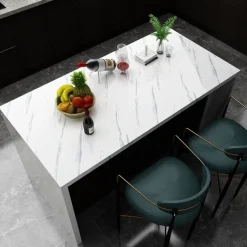 Abstract Marble Wallpaper Mural White Marble Wall Covering Sticker Peel and Stick Removable PVC/Vinyl Material Self Adhesive Wall Decor 300x60cm/118.1x23.62in for Living Room, Kitchen, Bathroom