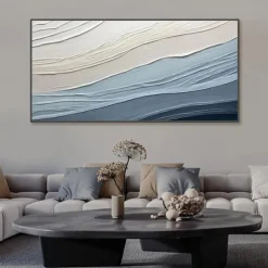 Abstract Oil painting handmade Blue Sea Wave Painting On Canvas Modern wave Oil Painting Hand Painted Large oil painting Wall Art painting For Home Decoration