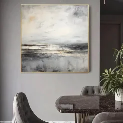 Abstract Skyline Painting hand painted Extra large wall art pain ting handmade gray landscape painting on canvas large wall art gold abstract mordern painting for Bedroom Living room painting