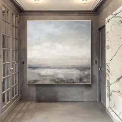 Abstract Skyline Painting hand painted Extra large wall art pain ting handmade gray landscape painting on canvas large wall art gold abstract mordern painting for Bedroom Living room painting