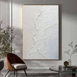 Abstract Textured Beach with Waves Painting on Canvas Hand painted Large Contemporary Art Textured Minimalist Modern Acrylic Painting Home Decor Stretched Frame Ready to Hang