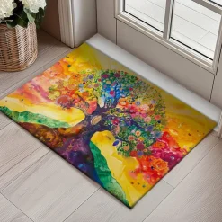 Abstract Tree of Life Doormat Floor Mats Washable Rugs Kitchen Mat Non-Slip Oil Proof Rug Indoor Outdoor Mat Bedroom Decor Bathroom Mat Entrance Rug