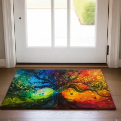 Abstract Tree of Life Doormat Floor Mats Washable Rugs Kitchen Mat Non-Slip Oil Proof Rug Indoor Outdoor Mat Bedroom Decor Bathroom Mat Entrance Rug