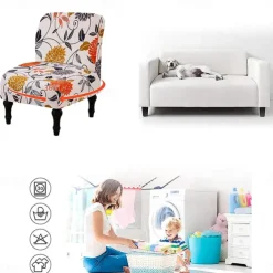 Accent Chair Cover Armless Armchair Slipcover Stretch Armless Chair Covers for Living Room Chair Slipcovers Furniture Protector with Elastic Bottom,Washable