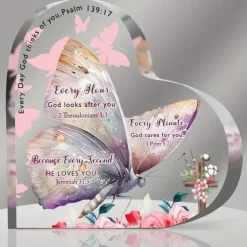Acrylic Christian Gifts For Women Inspirational Gifts With Bible Verse Prayers Inspirational Desk Decor Engraved Heart Keepsake Religious Gifts Birthday Gift Friendship Gifts For Women