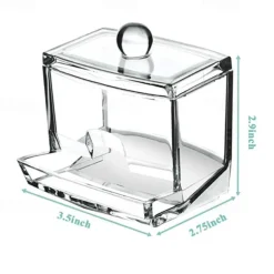 Acrylic Cotton Swabs Storage Holder Box Portable Transparent Makeup Cotton Pad Cosmetic Container Crystal Jewelry Organizer Case without Cotton swabs