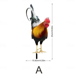 Acrylic 2D Lawn Stake Garden Chicken Stake Flat Decorative Panel Garden Decor Stakes Chicken Yards Art Decorative Lawn Sign Chicken Stake Sign Chicken Ornament Yard Ornament Outdoor