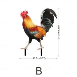 Acrylic 2D Lawn Stake Garden Chicken Stake Flat Decorative Panel Garden Decor Stakes Chicken Yards Art Decorative Lawn Sign Chicken Stake Sign Chicken Ornament Yard Ornament Outdoor