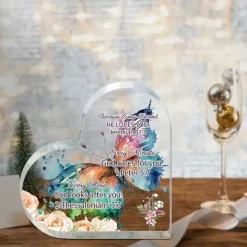 Acrylic Heart Plaque Christian Gifts For Women Men Faith Christmas Acrylic Paperweight Inspirational Religious Gifts Home Decor Room Decor Scene Decor Office Decor