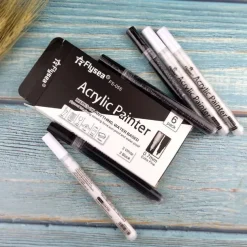 Acrylic Paint Pens 6pcs/Pack Black White Paint Markers Paint Pens For Rock Painting Stone Ceramic Glass Wood Plastic Glass Metal CanvasDrawing Water-Based Acrylic Paint SetsPerfect For Easter Dec