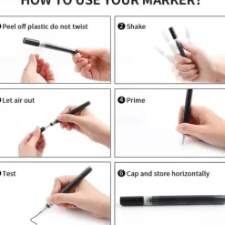 Acrylic Paint Pens 6pcs/Pack Black White Paint Markers Paint Pens For Rock Painting Stone Ceramic Glass Wood Plastic Glass Metal CanvasDrawing Water-Based Acrylic Paint SetsPerfect For Easter Dec