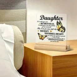 Acrylic Plaque with Wooden Base, Meaningful Gift from Son or Daughter to Mom, Commemorative Desk Sign, Thoughtful Keepsake with Wooden Stand