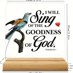 Acrylic Plaque with Wooden Base, Christian Inspirational Gift, Kindness Desk Decoration Featuring Scripture Quotes with Bird Design, Perfect for Home or Office Décor