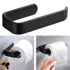 Acrylic Toilet Paper Holder Self Adhesive Tissue Rack Wall Mounted Bathroom Kitchen Roll Hook Modern Black Hanger