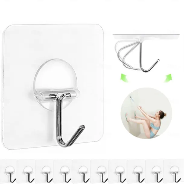 Adhesive Hooks for Hanging Heavy Duty Wall Hooks Self Adhesive Towel Coat Hooks Waterproof Transparent Hooks for Bathroom Shower Kitchen Keys Door Outdoor Home Improvement Utility Hook