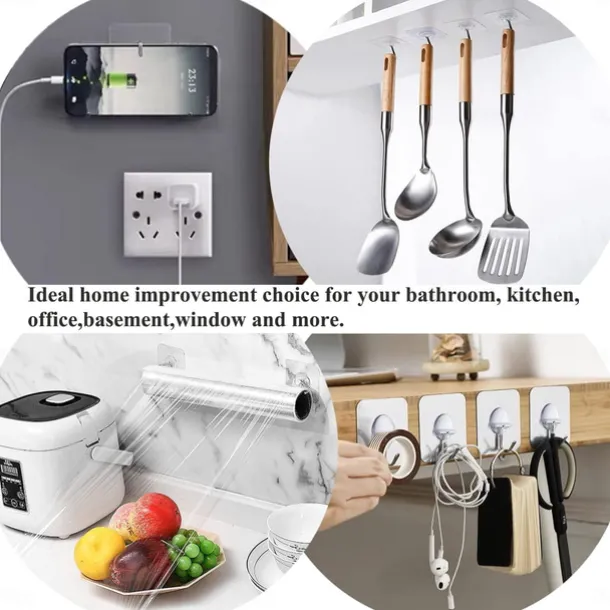 Adhesive Hooks for Hanging Heavy Duty Wall Hooks Self Adhesive Towel Coat Hooks Waterproof Transparent Hooks for Bathroom Shower Kitchen Keys Door Outdoor Home Improvement Utility Hook