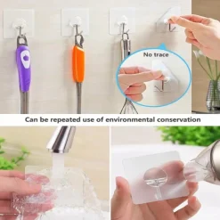 Adhesive Hooks for Hanging Heavy Duty Wall Hooks Self Adhesive Towel Coat Hooks Waterproof Transparent Hooks for Bathroom Shower Kitchen Keys Door Outdoor Home Improvement Utility Hook