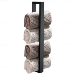 Adhesive Towel Bar with Hook, SUS304 Stainless Steel Hand Towel Holder for Bathroom, Towel Rack for Rolled Towels 40cm