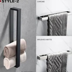 Adhesive Towel Bar with Hook, SUS304 Stainless Steel Hand Towel Holder for Bathroom, Towel Rack for Rolled Towels 40cm