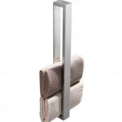 Adhesive Towel Bar with Hook, SUS304 Stainless Steel Hand Towel Holder for Bathroom, Towel Rack for Rolled Towels 40cm