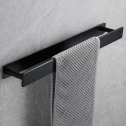 Adhesive Towel Bar with Hook, SUS304 Stainless Steel Hand Towel Holder for Bathroom, Towel Rack for Rolled Towels 40cm