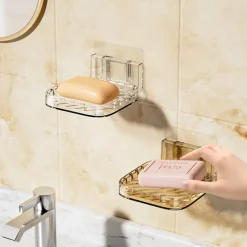 Adhesive Wall-Mount Soap Dish: Creative Large Drainage Soap Box for Bathroom, No Drilling Needed