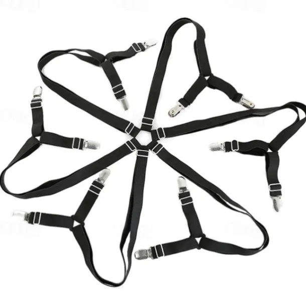 Adjustable Bed Sheet Holder with 12 Clips, Quilt Fixers, Adjustable Elastic Bed Sheet Holder for Sheets Mattress Covers Sofa Cushion Covers Sheet Clips