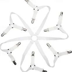 Adjustable Bed Sheet Holder with 12 Clips, Quilt Fixers, Adjustable Elastic Bed Sheet Holder for Sheets Mattress Covers Sofa Cushion Covers Sheet Clips