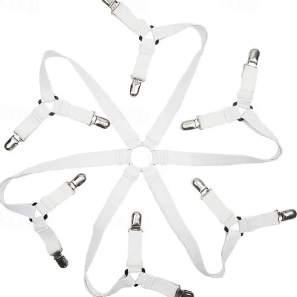 Adjustable Bed Sheet Holder with 12 Clips, Quilt Fixers, Adjustable Elastic Bed Sheet Holder for Sheets Mattress Covers Sofa Cushion Covers Sheet Clips