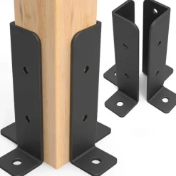 Adjustable Deck Post Anchor Bracket Set for 1.5x1.5-2x2-2x4-4x4 Post Heavy Metal Support Wooden Fence and Gazebo