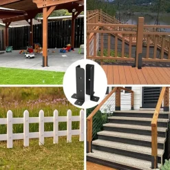 Adjustable Deck Post Anchor Bracket Set for 1.5x1.5-2x2-2x4-4x4 Post Heavy Metal Support Wooden Fence and Gazebo