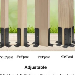 Adjustable Deck Post Anchor Bracket Set for 1.5x1.5-2x2-2x4-4x4 Post Heavy Metal Support Wooden Fence and Gazebo