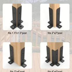 Adjustable Deck Post Anchor Bracket Set for 1.5x1.5-2x2-2x4-4x4 Post Heavy Metal Support Wooden Fence and Gazebo