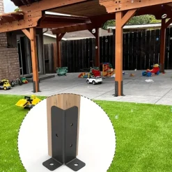 Adjustable Deck Post Anchor Bracket Set for 1.5x1.5-2x2-2x4-4x4 Post Heavy Metal Support Wooden Fence and Gazebo