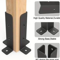 Adjustable Deck Post Anchor Bracket Set for 1.5x1.5-2x2-2x4-4x4 Post Heavy Metal Support Wooden Fence and Gazebo
