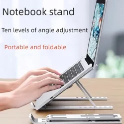 Adjustable Laptop Stand - Foldable, Portable Aluminum Alloy Stand, Breathable and Lightweight, Compatible Laptops, and Tablets