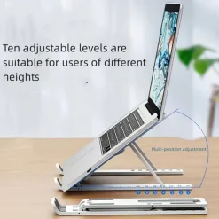 Adjustable Laptop Stand - Foldable, Portable Aluminum Alloy Stand, Breathable and Lightweight, Compatible Laptops, and Tablets