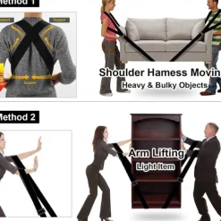 Adjustable Moving Straps, Furniture Moving Straps Lifting Straps for 2 Movers Shoulder Lifting and Moving System for Move Furniture, Appliances, Mattresses, Heavy Objects up to 800 lbs