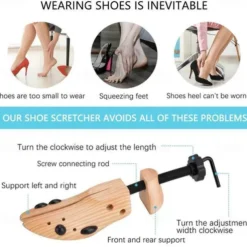 Adjustable 1pcs Unisex Shoe Stretcher Wooden Shoes Tree Shaper Rack,Wood Flats Pumps Boots Expander Trees