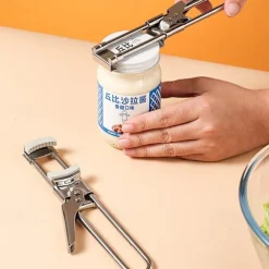 Adjustable Stainless Steel Jar Opener & Lid Opener Manual Can Opener Easy Grip Jar Can Opener Kitchen Accessory for Weak Hands Ideal for Home & Outdoor Use - Metal No Power Re