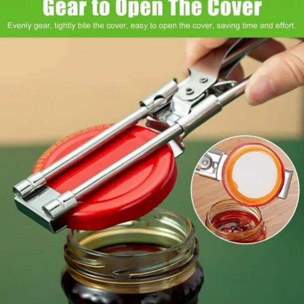 Adjustable Stainless Steel Jar Opener, Gripper Tight Lid Opener for Seniors with Arthritis and Kids, Multifunctional Jam Bottle Opener Tool for Kitchen, Easy Twist Can Opener