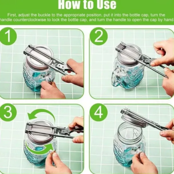 Adjustable Stainless Steel Jar Opener, Gripper Tight Lid Opener for Seniors with Arthritis and Kids, Multifunctional Jam Bottle Opener Tool for Kitchen, Easy Twist Can Opener